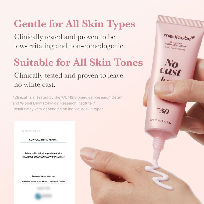 MEDICUBE | No Cast Just Glow Collagen Sunscreen | SPF 50 Broad Spectrum Face Sunscreen
