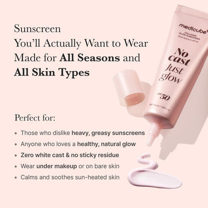 MEDICUBE | No Cast Just Glow Collagen Sunscreen | SPF 50 Broad Spectrum Face Sunscreen